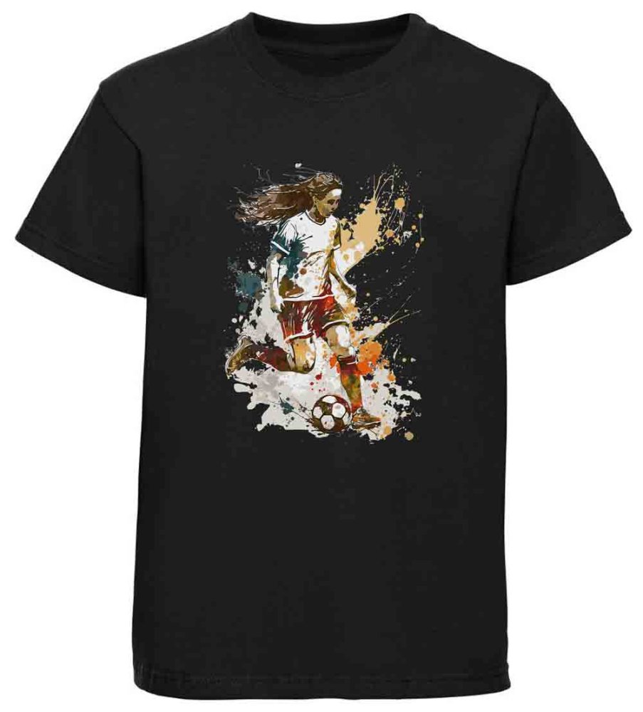 Kids Soccer T-Shirt girl Footballer in Action